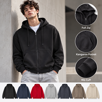 Sweat à capuche zippé personnalisé avec logo, coupe oversize, en molleton épais, style streetwear décontracté pour hommes et femmes