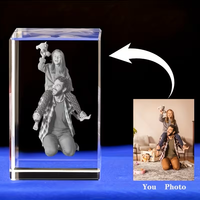 Cube de cristal vierge en gros pour gravure laser 3D, bloc de verre transparent avec base lumineuse LED, cadeau souvenir