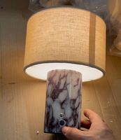 Lampe de bureau sans fil moderne avec abat-jour en tissu, variateur tactile USB, rechargeable