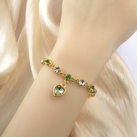 Bracelet tendance en alliage plaqué or/argent de haute qualité avec breloque cœur romantique en cristal, cadeau pour femme, mode IGI, vente chaude coréenne
