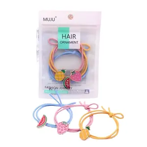 3 Piece Set of Bead Hair Ties No Damage Girl Hair Tie Fruit Pattern Wholesale Hair Accessories Lots