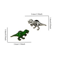 2 Model Bros Dinosaurus Tyrannosaurus dari Logam Paduan dengan Enamel, Pin Hewan untuk Ransel, Topi, Pakaian Denim, Dekorasi, Perhiasan Fashion, Hadiah