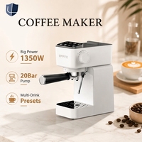 Machine à expresso semi-automatique italienne en acier inoxydable, norme européenne, anti-rouille, avec écran LCD et fonction vapeur