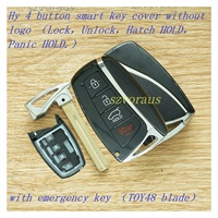 Coque de clé intelligente Szvoraus Hy-shell-121D à 4 boutons sans logo (verrouillage, déverrouillage, ouverture de hayon, fonction panique) en ABS noir