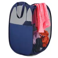 Foldable पॉप अप जाल धोने कपड़े धोने की टोकरी में बाधा बैग बिन साफ कपड़े भंडारण