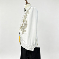 Costume homme 2 pièces fait main avec strass, veste blazer à simple boutonnage et pantalon, tenue de soirée scintillante à sequins pour mariage et fête