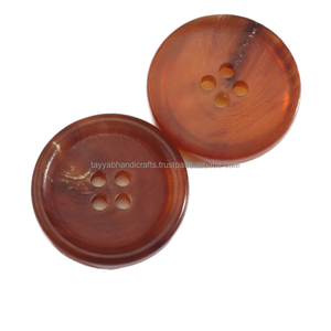 Botón de Cuerno de Búfalo Marrón de 4 Agujeros, Rectangular, Pulido, con Parte Trasera Plana, Decoración para Trajes - Product Image 4