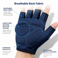 Guantes Profesionales de Microfibra para Gimnasio, Levantamiento de Pesas, Diseño H con Dorso Hueco, Ultra Transpirables, Correa de Muñeca Ajustable, Medios Dedos