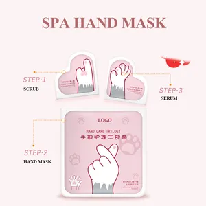 Etiqueta privada 3 em 1, máscara hidratante para as mãos, rosa, hidratante, terapia natural, máscara de mão