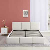 Juego de Muebles de Dormitorio de Lujo Personalizable para Villa, Cama Doble Premium, Cama King Size Tapizada, Espacio de Almacenamiento de Madera Premium