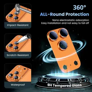 Lentes de Câmera Colorida Original para <span class=keywords><strong>iphone</strong></span> 17 Laranja Metálico Matte Armor 2.5D 9H Anti Choque Câmera Proteção 17 Pro Max - Product Image 4