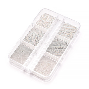 6 Grid Mini Metal Caviar Beads 0.5/0.8/1mm Gold Silver Stainless Steel 3D Nail Art Decoration <b>Box</b> - Product Image 3