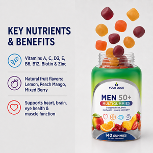 Gomitas Multivitamínicas Diarias OEM, Reponen Rápidamente los Nutrientes Diarios, Sin Edulcorantes Artificiales, Sin Gluten, Multivitamínicos Naturales para Hombres - Product Image 4