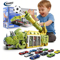 Ensemble de jeu pliable pour tout-petits avec jeu de tir à éjection, camion dinosaure et 12 voitures de course pour enfants