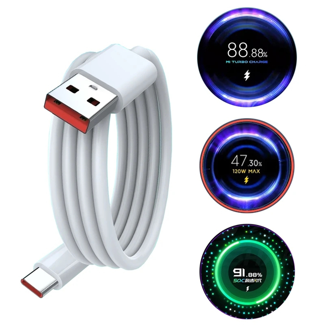 USB Type C 6A Charger Cable for Xiaomi Mi 11 Ultra 12 13 Pro Redmi Note 10 11 Pro K40 Poco X3 Alpha-1M Computer Compatible