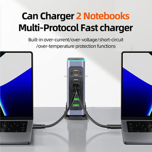 Chargeur rapide haute <span class=keywords><strong>puissance</strong></span> 140W GaN USB-C avec support de lampe multi-ports <span class=keywords><strong>ordinateur</strong></span> <span class=keywords><strong>portable</strong></span>/tablette/téléphone <span class=keywords><strong>portable</strong></span> Station de charge de type C de bureau - Product Image 4