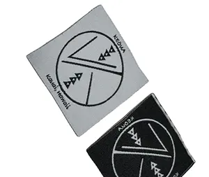 Etiqueta de bainha tecida com logotipo de marca personalizada para roupas, acessórios de roupas, etiquetas de pendurar para roupas
