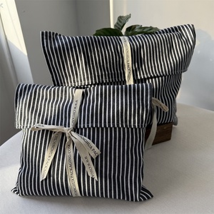 BSCI High Quality Recycle <b>Envelope</b> Dust Bag Striped Cotton Canvas <b>Gift</b> Packaging Cloth Pouch Luxury Jewelry Cosmetic Flap Pouch - Product Image 2