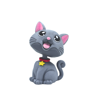 Grey Cat Bobblehead Dashboard Figurine Cute Animal Car Dashboard Decoration Resin <b>Toy</b> for Office <b>Desk</b> Home Decor Gift - Product Image 1