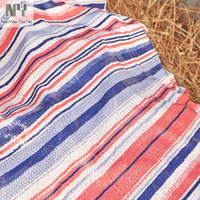 Tissu à paillettes brodé de qualité supérieure Nanyee Textile, 5 mm, avec des imprimés à rayures rouges et bleues