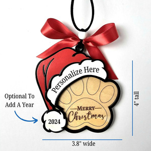 Gato garra impresión Navidad <span class=keywords><strong>sombrero</strong></span> colgante árbol <span class=keywords><strong>de</strong></span> Navidad decoración colgante pequeño cartón artesanías <span class=keywords><strong>de</strong></span> madera - Product Image 3