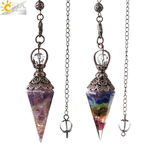 CSJA 7 chakra reiki Cristaux de pierre de guérison naturelle pendule radiesthesie pendulo <span class=keywords><strong>quartz</strong></span> G854 - Product Image 1