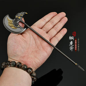 Réplica de Arma de Novela, Cine, Televisión y <span class=keywords><strong>Anime</strong></span>, Hacha Tigre de Cobre de 22CM, Modelo de Arma Totalmente Metálica, Llavero de Regalo, Mini Decoración - Product Image 3