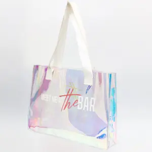 Custom Women Clear Tote Bag Waterproof PVC Transparent Jelly Bag Shopper Fashion Shoulder Shopping plastic bag