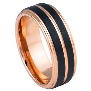 Simplemente hombres 8mm negro Rosa chapado en oro carburo de tungsteno joyería básica de tungsteno anillos personalizados para hombres anillos de boda anillos de moda - Product Image 4
