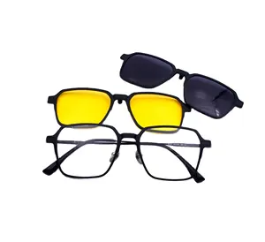 96807男士3合1磁性夹太阳镜偏光眼镜塑料钢钛脚光学镜架眼镜墨镜