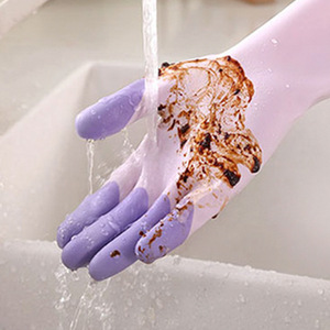 Dishwashing <b>Gloves</b> Rubber Latex Waterproof <b>Thin</b> 31cm Length Solid Color For Kitchen Cleaning Household Use - Product Image 4