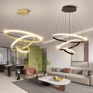 Nordique Moderne Métal Cercle 3 Anneaux Lustres Suspendus Nouveau Design En Aluminium E27 Anneau Led Pendentif Lumière - Product Image 4