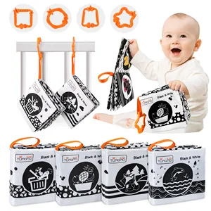 Tumama Kids Animal Tail Quiet Children My First Baby Soft Fabric Busy Book Black & White Activity Cloth Baby Book Toys Set