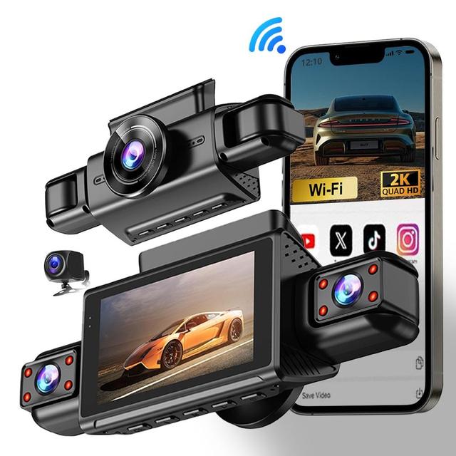 4-Channel 360 Panorama Car DVR Night Vision WiFi Dash Cam Auto Video Recorder Car C312 Storage Dash Camera Dual Lens 2K 1080P