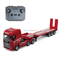 Huina 1302A Modèle de camion tracteur porte-remorque en alliage 770S V8 1/24 14CH 2.4G RC, camion de transport d'ingénierie à plateau plat