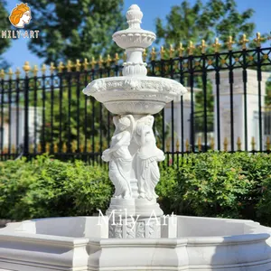 Escultura de agua de jardín tallada a mano al aire libre para estatua de fuente de mármol