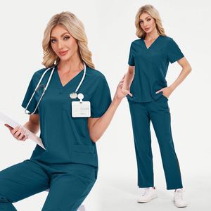 Uniformes de Enfermería de Alta Gama Personalizados para Mujer, Uniformes Médicos de Hospital, Uniformes de Poliéster y Spandex con Bolsillo en el Pecho, Conjunto de Enfermera con Bordado - Product Image 4