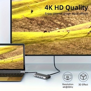 <span class=keywords><strong>Adaptateur</strong></span> de concentrateur USB Type-C Station d'accueil pour ordinateur portable 11-en-1 Double HDTV <span class=keywords><strong>VGA</strong></span> RJ45 SD TF pour MacBook Dell XPS <span class=keywords><strong>Hp</strong></span> Lenovo ThinkPad - Product Image 5
