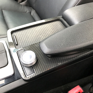 Mercedes-Benz Center Console Panel ABS Carbon Fiber Style For C-Class W204 C180 C200 Armrest Cup Holder Decorative Cover - Product Image 1