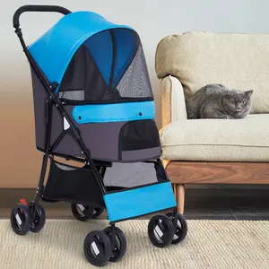 Good Quality 4 Wheels Beautiful Pet Stroller Handiness Folding Dog Stroller Pet Carriers Cat Cart