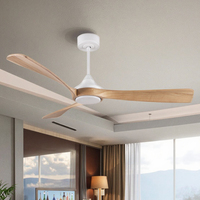 Lames en bois véritable de luxe à faible énergie 52 pouces Led ventilateur de plafond lumière décorative télécommande ventilateur de plafond avec lumière