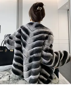 Kopenhagen-Chaqueta de piel de conejo forrada para mujer, abrigos de piel auténtica con estampado personalizado para invierno, venta al por mayor