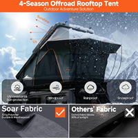 Carpa de Techo para Auto SOAR SS01, Apertura Hidráulica Rápida de Fábrica, Diseño Triangular Tipo Concha, Carcasa Rígida Ultraligera de ABS, Resistente al Viento, para 3-4 Personas