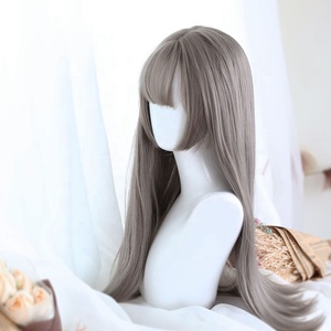 วิกผมยาวตรงสีดำ 60 ซม. สไตล์แฟชั่น ฮิเมะคัต สำหรับคอสเพลย์ วิกผมสังเคราะห์ อนิเมะ โลลิต้า เจ้าหญิง ขายส่ง ราคาดีที่สุด - Product Image 5
