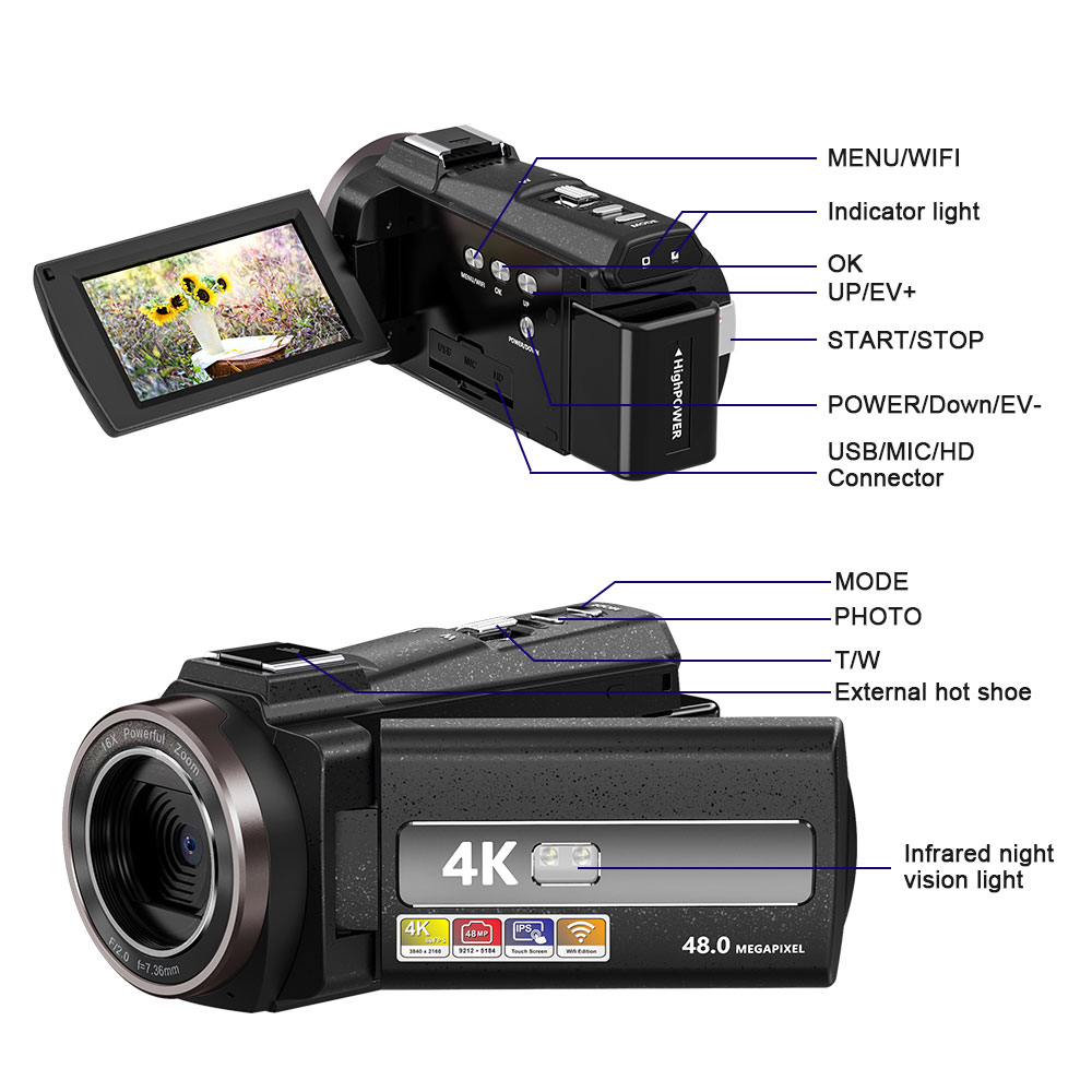Jrki HDV-254KM Camcorder - 4K Professional Digital Video