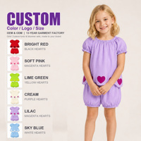 Vêtements pour enfants à la mode et mignons, vêtements de sport, manches bouffantes, imprimé cœur, taille élastique, ensembles de vêtements d'été doux pour bébés filles
