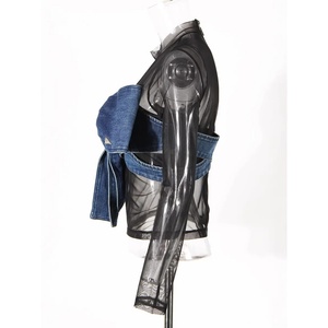 Ensemble deux pièces sexy pour <span class=keywords><strong>femme</strong></span> <span class=keywords><strong>Pure</strong></span> Desire Summer, style streetwear, avec patchwork en maille, nœud, chemise en dentelle ajustée détachable, taille <span class=keywords><strong>XS</strong></span> - Product Image 3
