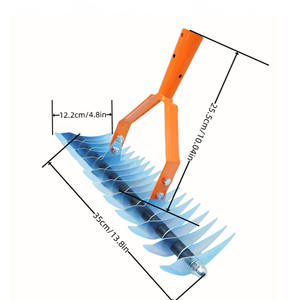 Râteau à paillis détachable 1,7 m, manche métallique 4 sections, outil de désherbage pour gazon, en acier au carbone thermolaqué, 20 dents - Product Image 1