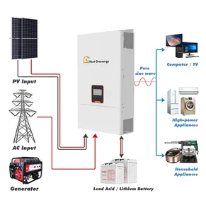 Nextgreenergy อินเวอร์เตอร์พลังงานแสงอาทิตย์48V 5000W, อินเวอร์เตอร์พลังงานแสงอาทิตย์ MPPT PURE sine WAVE 220V 5000W ตัวควบคุมอัจฉริยะสำหรับพลังงานแสงอาทิตย์