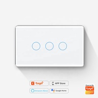 Interrupteur intelligent Wi-Fi 10A pour la maison, type US 118/120, panneau tactile mural, 100-240V, ligne N+L, 3 gangs